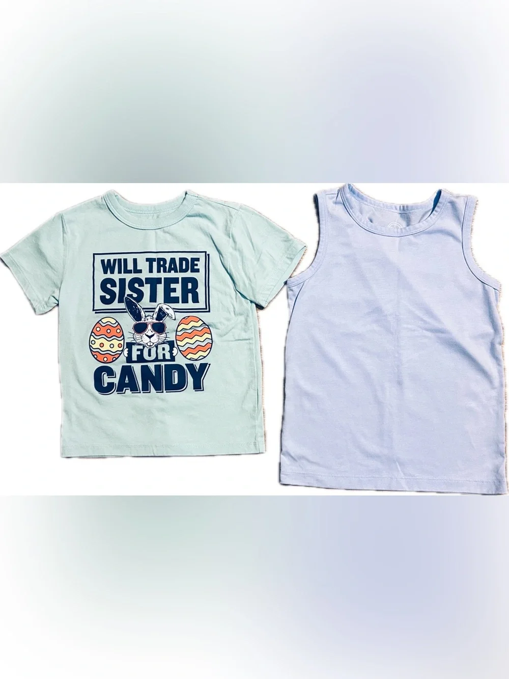 2 Boys XS Shirts - Easter & Solid Blue Tank - Children’s Place & Wonder Nation